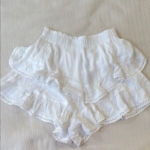 White Ruffled Shorts